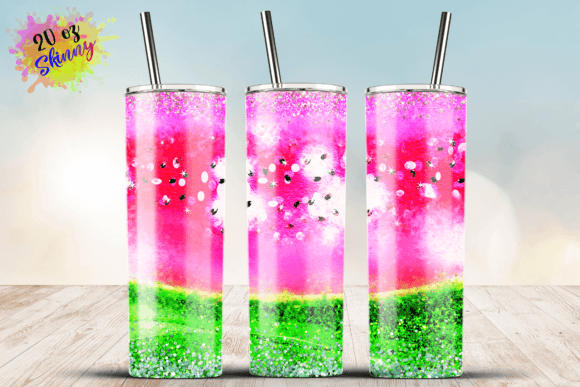 20oz Skinny Watermelon Glitter Tumbler