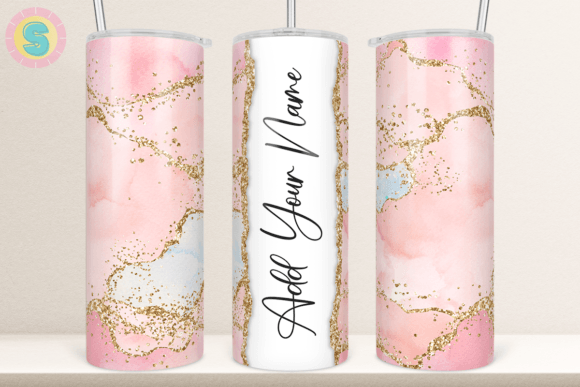 Add Your Name Pink Agate Tumbler Wrap