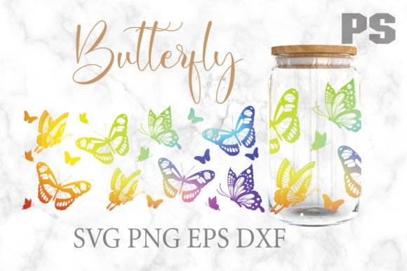 BUTTERFLY SVG for Libbey 16oz Can Glass