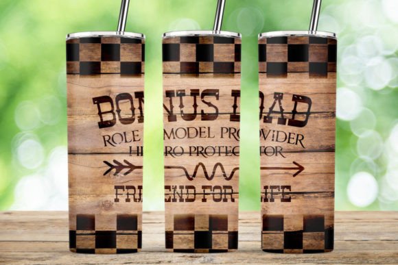 Checkerboard Wood BONUS DAD Tumbler Wrap