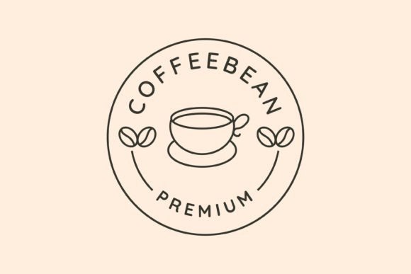 Coffee Bean with Coffee Cup Line Art
