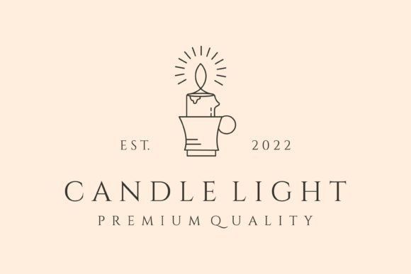 Cup Candle Light Line Logo Vector Symbol
