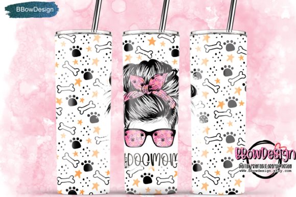 Dog Mom 20oz Skinny Tumbler PNG