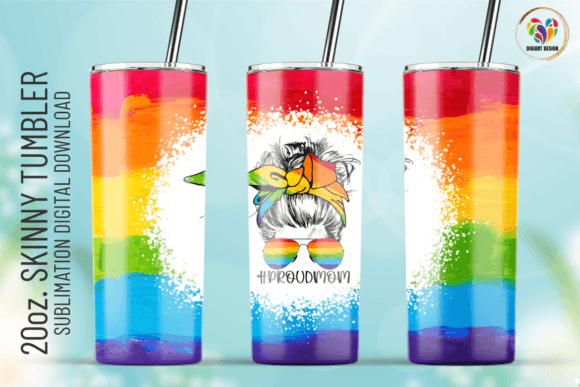 LGBT Proud Mom 20oz Tumbler Wrap Template