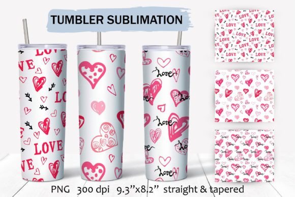 Love Hearts Sublimation Tumbler Wraps