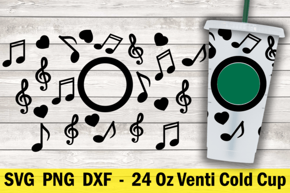 Music Notes 24 Oz Venti Cold Cup Wrap