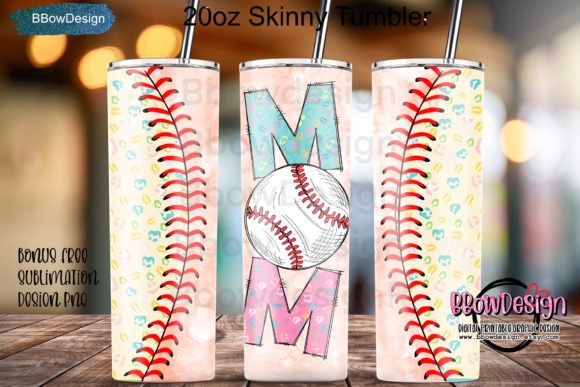 Pastel Leopard Baseball Mom Tumbler PNG