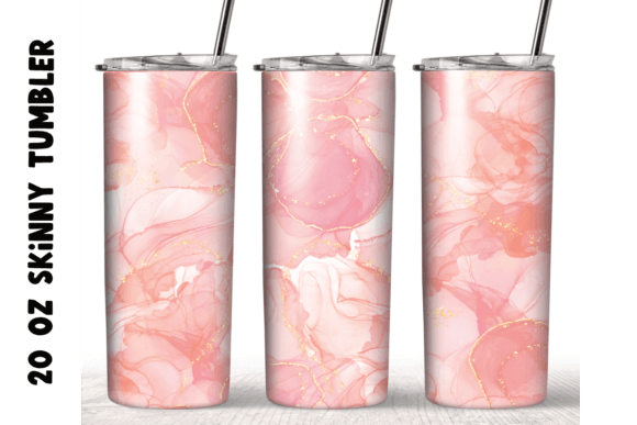 Pink Marble Glitter 20oz Skinny Tumbler