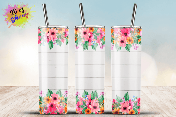 Pink Watercolor Floral Tumbler Wrap