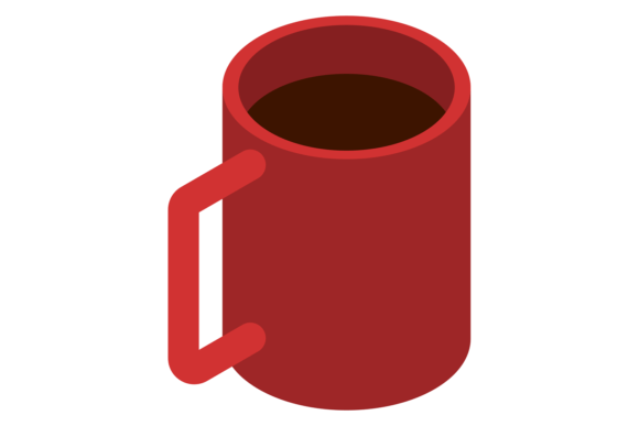 Red Ceramic Cup Isometric Icon. Hot Drin