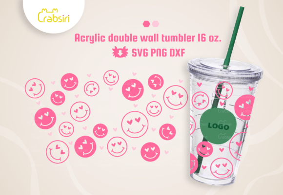 Smile Love Acrylic Cup 16oz.