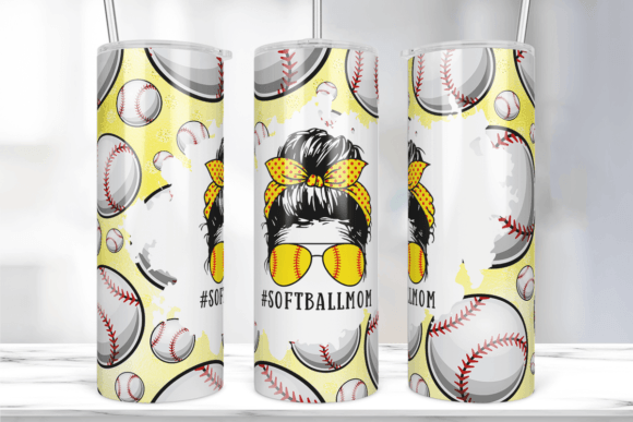 Soft Ball Mom Tumbler Wrap 20oz Skinny