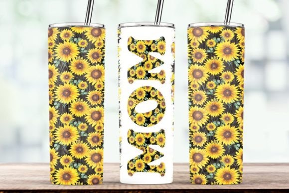 Sunflower MOM 20 Oz Skinny Tumbler Wrap