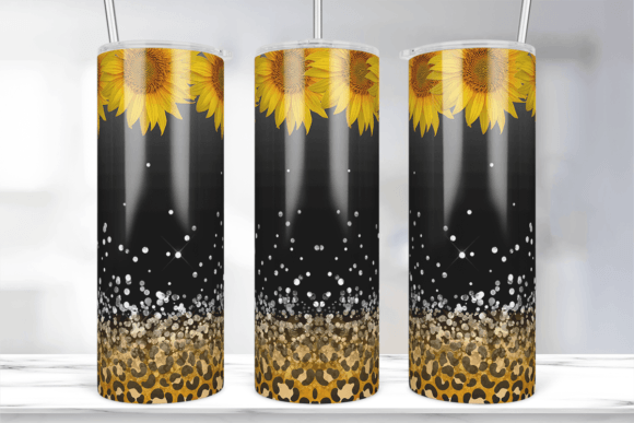 Sunflowers Glitter Leopard Tumbler