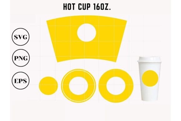 Template Full Wrap Hot Cup 16oz.
