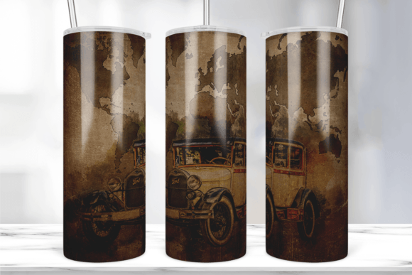 Vintage Car Tumbler Wrap 20oz Skinny
