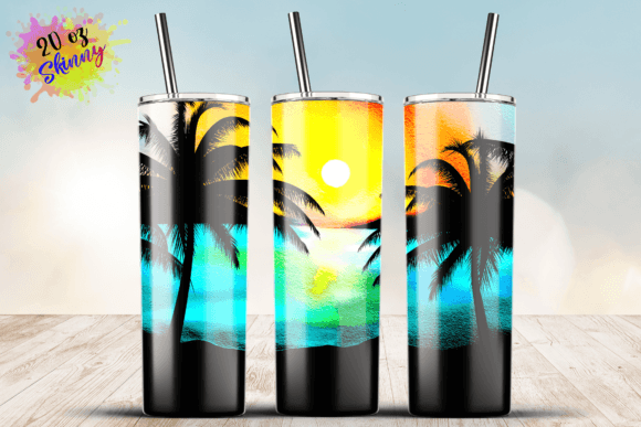Watercolor Beach Sunset Tumbler 20oz